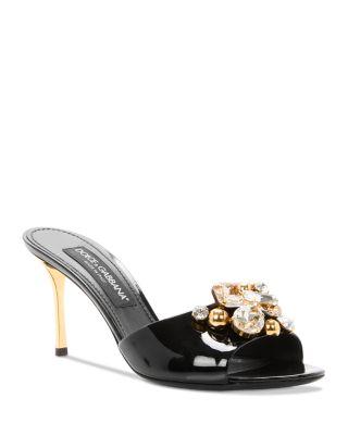 Women's Patent Leather Crystal Cluster Mules by DOLCE&GABBANA