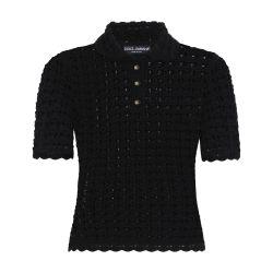 Wool lace-stitch polo-shirt by DOLCE&GABBANA