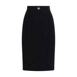 Wool midi pencil skirt with DG logo by DOLCE&GABBANA