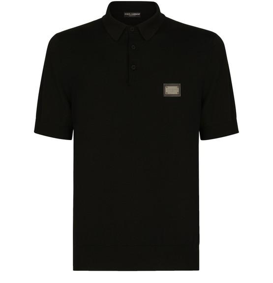 Wool polo-shirt with branded tag by DOLCE&GABBANA