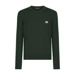 Wool round-neck sweater with branded tag by DOLCE&GABBANA