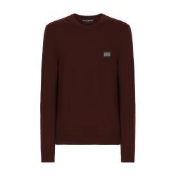 Wool round-neck sweater with branded tag by DOLCE&GABBANA