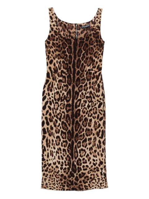 animal-print sleeveless midi dress by DOLCE&GABBANA