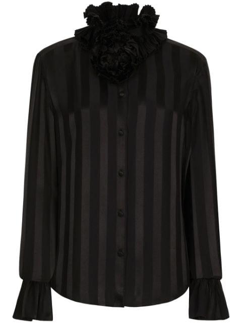 appliqué-detail striped silk blouse by DOLCE&GABBANA