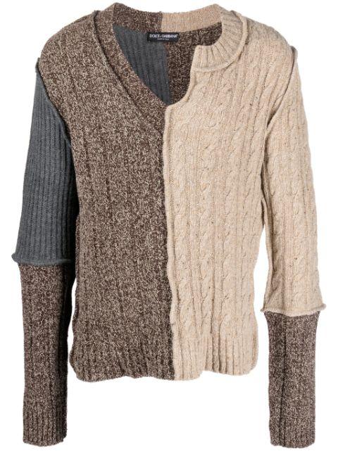 asymmetric-neck patchwork jumper by DOLCE&GABBANA