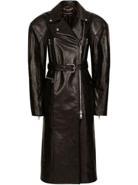 belted leather coat by DOLCE&GABBANA