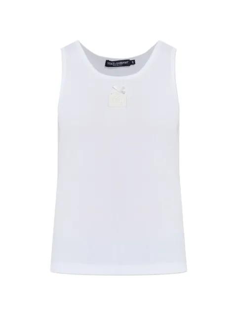 bow-detail logo-patch tank top by DOLCE&GABBANA