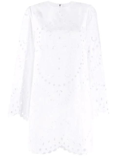 broderie-anglaise bell-sleeve mini dress by DOLCE&GABBANA