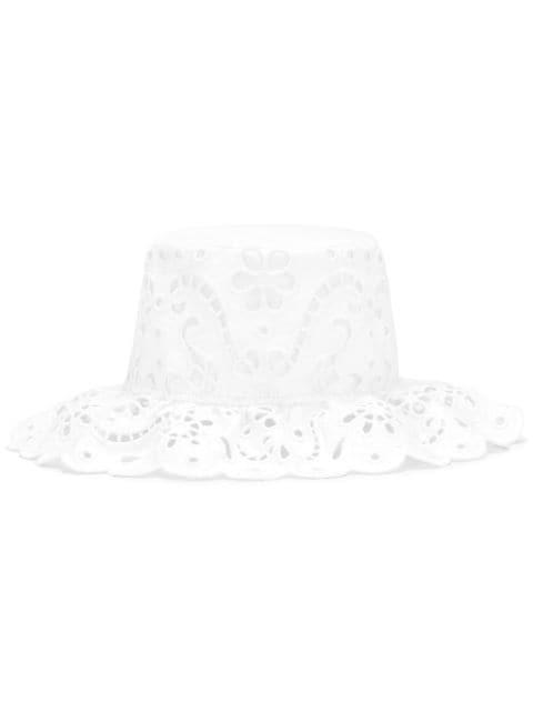 broderie-anglaise cotton-blend hat by DOLCE&GABBANA