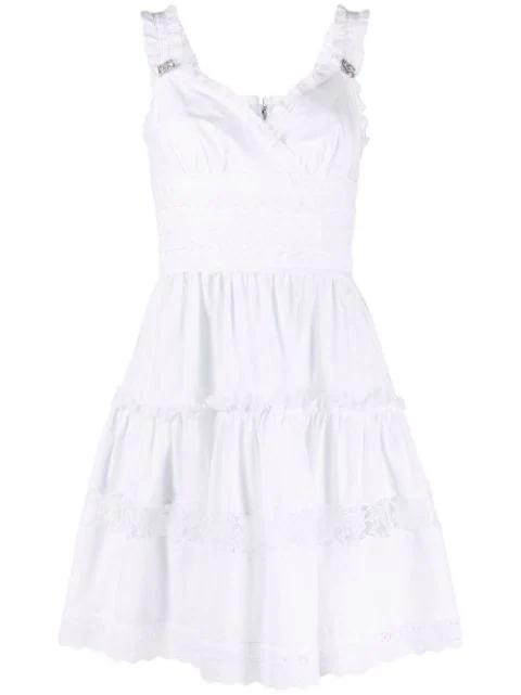 broderie-anglaise tiered minidress by DOLCE&GABBANA