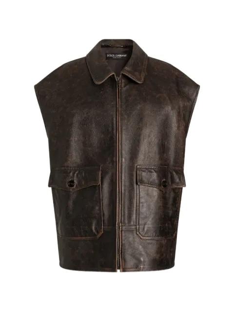 bull-leather vest by DOLCE&GABBANA