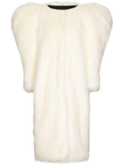 butterfly-shoulder faux-fur coat by DOLCE&GABBANA