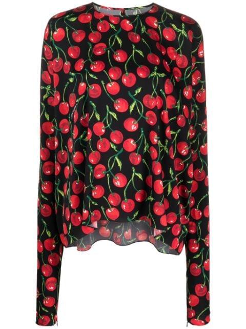 cherry-print long-sleeve blouse by DOLCE&GABBANA