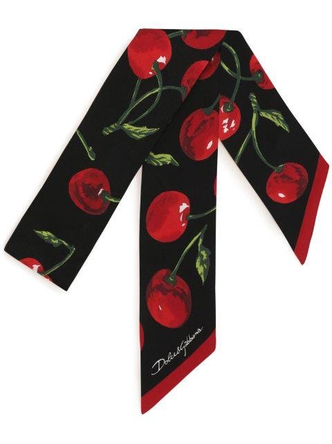 cherry-print silk headscarf by DOLCE&GABBANA