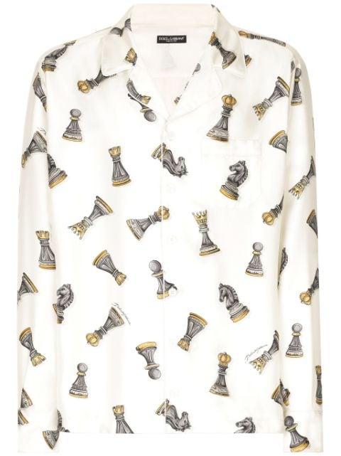 chess motif silk shirt by DOLCE&GABBANA