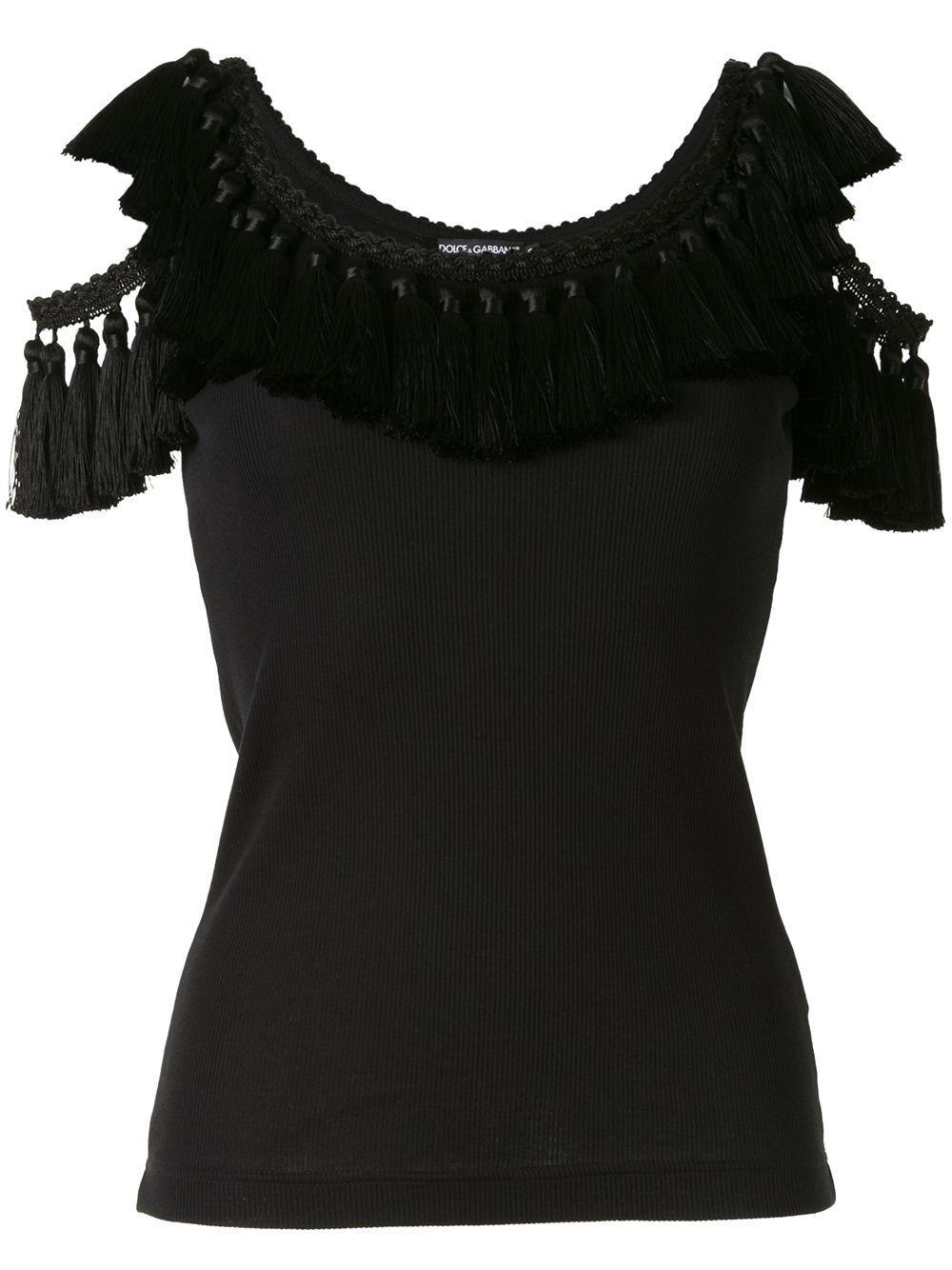 cold shoulder tassel trim vest by DOLCE&GABBANA