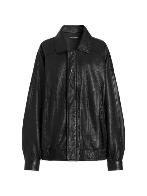 collar zip-fastening leather jacket by DOLCE&GABBANA