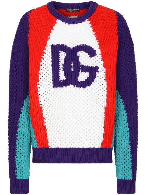 colour-block perforated knit jumper by DOLCE&GABBANA