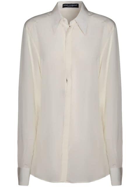 concealed fastening silk shirt by DOLCE&GABBANA