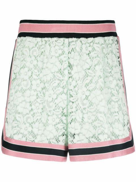 contrast-stripe lace shorts by DOLCE&GABBANA