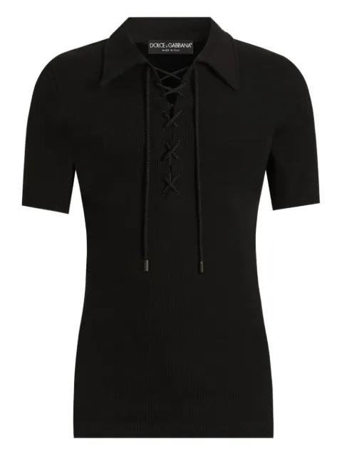 corded lace-up polo shirt by DOLCE&GABBANA