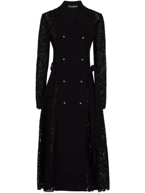 cordonetto-lace belted coat by DOLCE&GABBANA