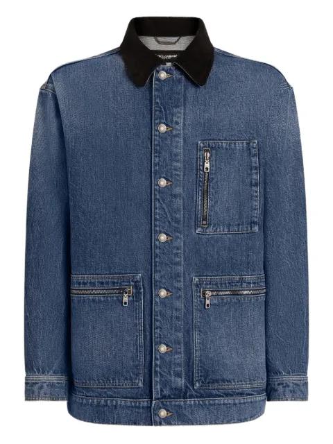 corduroy-collar denim jacket by DOLCE&GABBANA