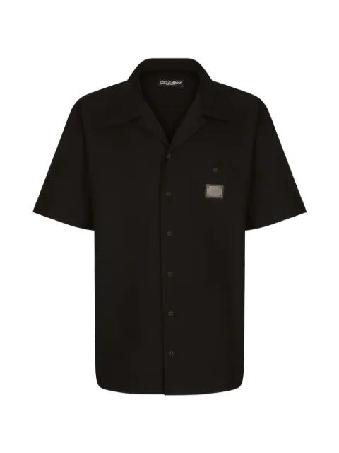 cotton Hawaiian shirt with branded tag by DOLCE&GABBANA