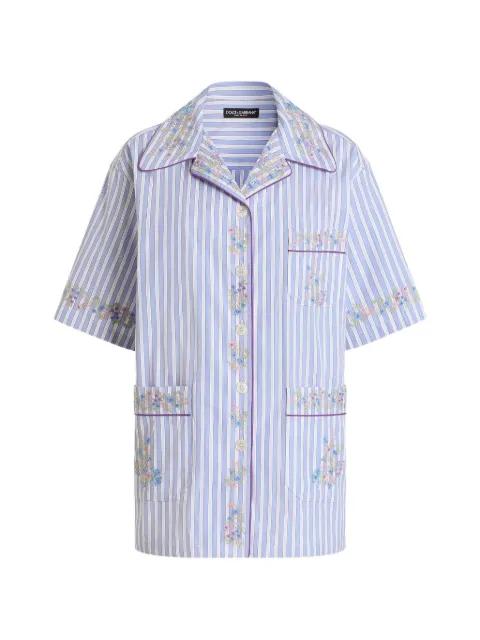 cotton shirt with flower embroidery by DOLCE&GABBANA