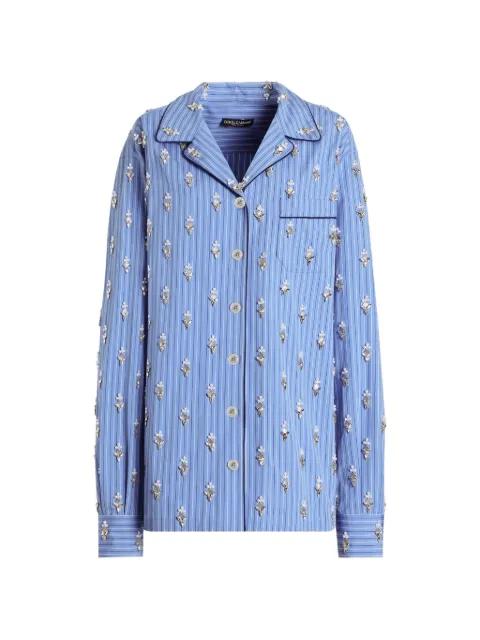 cotton shirt with flower embroidery by DOLCE&GABBANA