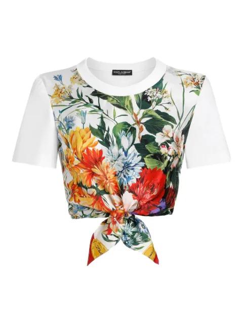 cotton-silk cropped t-shirt by DOLCE&GABBANA