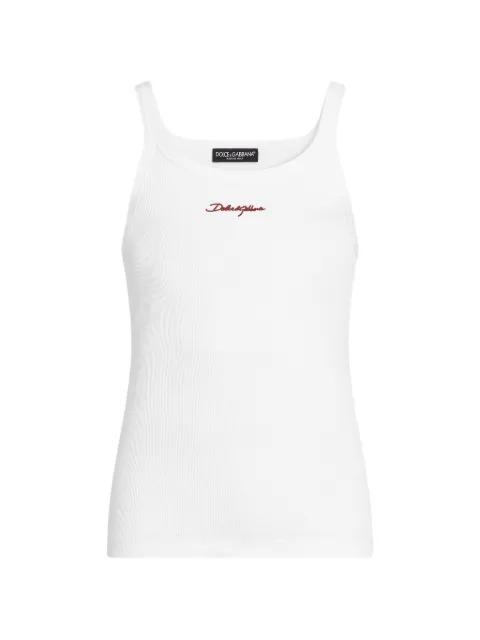cotton tank top with dg embroidery by DOLCE&GABBANA