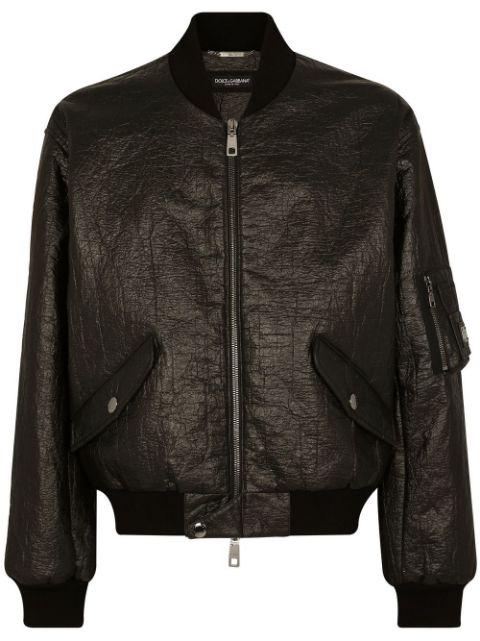crinkled-finish lambskin bomber jacket by DOLCE&GABBANA