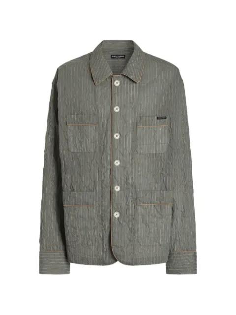 crinkled striped linen-blend vanity shirt by DOLCE&GABBANA