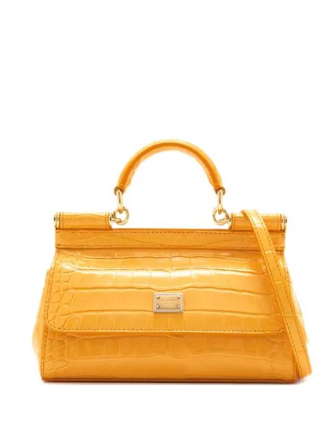 croc-effect top-handle sicily piccola tote bag by DOLCE&GABBANA