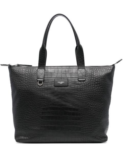 crocodile-embossed leather tote bag by DOLCE&GABBANA