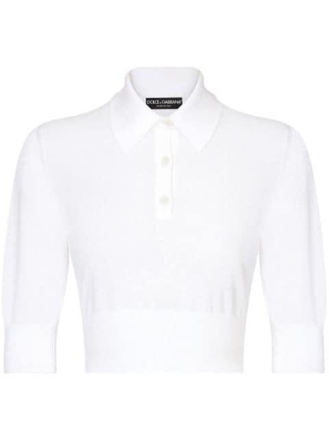 cropped fine-knit polo shirt by DOLCE&GABBANA