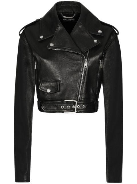 cropped leather biker jacket by DOLCE&GABBANA