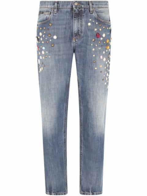 crystal-embellished skinny jeans by DOLCE&GABBANA