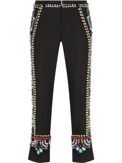 crystal-embellished wool trousers by DOLCE&GABBANA