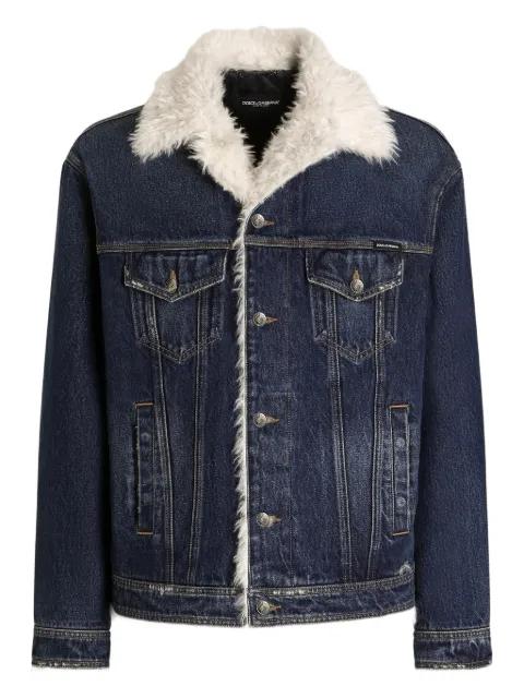 denim shearling-trim jacket by DOLCE&GABBANA