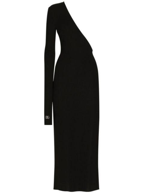 detachable-sleeve one-shoulder midi dress by DOLCE&GABBANA