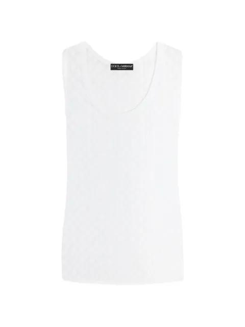 diamond-pattern perforated cotton tank top by DOLCE&GABBANA
