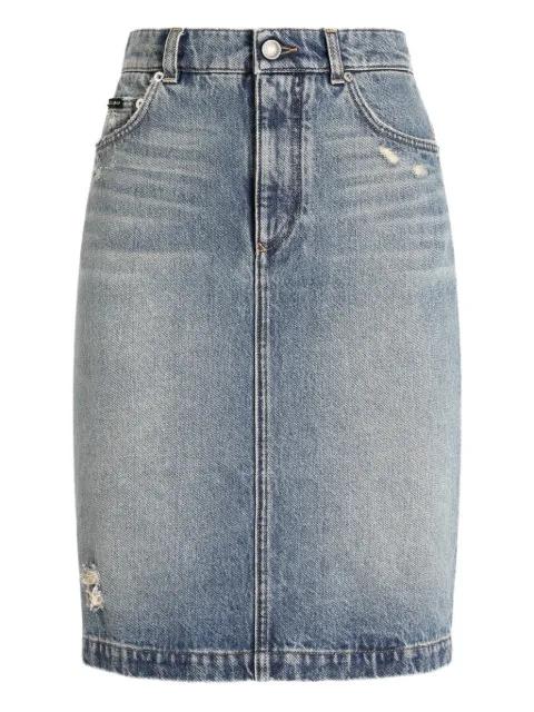 distressed denim mini skirt by DOLCE&GABBANA
