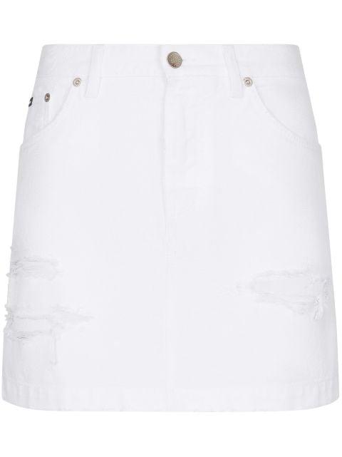 distressed denim mini skirt by DOLCE&GABBANA