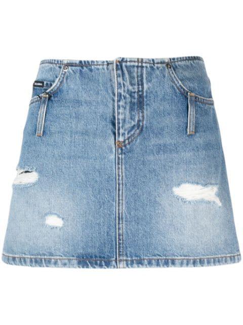 distressed-effect denim miniskirt by DOLCE&GABBANA