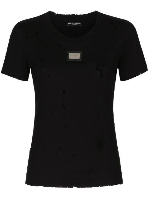 distressed-effect logo-plaque T-shirt by DOLCE&GABBANA