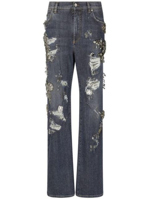 distressed straight-leg jeans by DOLCE&GABBANA