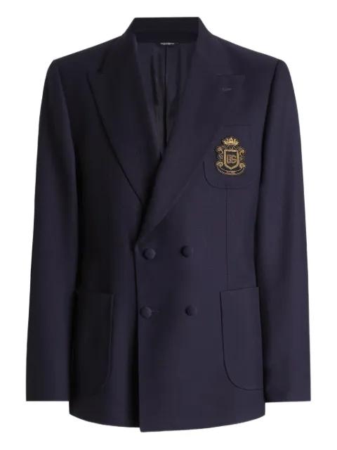 double-breasted crest-appliqué blazer by DOLCE&GABBANA