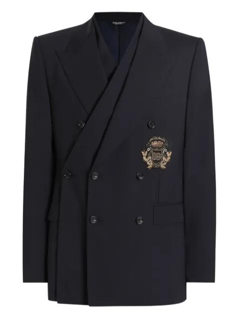 double-breasted crest-embellished blazer by DOLCE&GABBANA